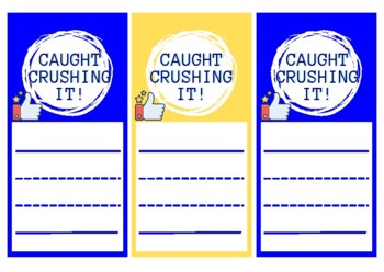 Preview of Positive Reinforcement Note Cards staff or students-- Blue and Gold