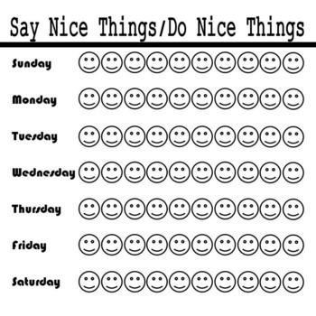 Preview of Positive Rienforcement Behavior Chart (Say Nice Things/Do Nice Things)