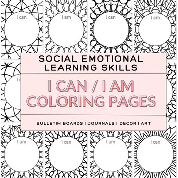 Preview of Positive Self-Affirmation Coloring Pages, SEL, I can & I am statements