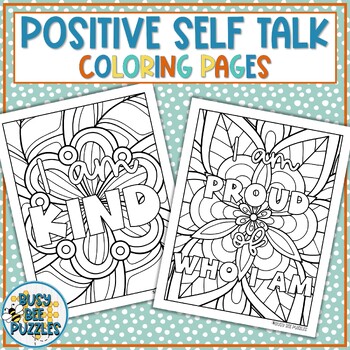 Preview of Positive Self Talk Mandala Coloring Pages - SEL Social Emotional Activities