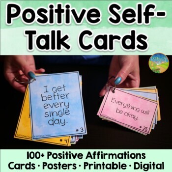 Preview of Positive Self-Talk & Affirmation Cards & Posters | SEL Coping Skills Activity
