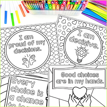 Positive Self-Talk Coloring Pages - Affirmations for Choices & Decisions