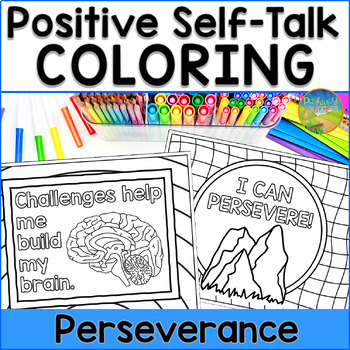 Preview of Positive Self-Talk Coloring Pages - Affirmations for Perseverance & Resilience