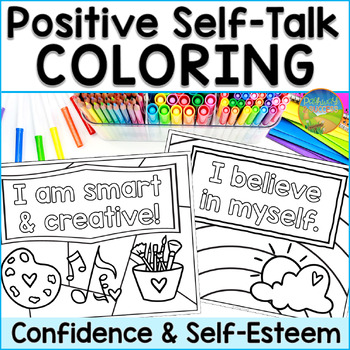 Preview of Positive Self-Talk Coloring Pages - Confidence Affirmations Activities & Posters