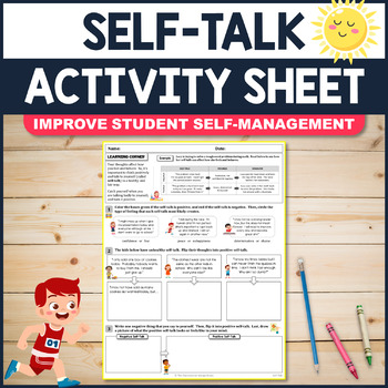 Preview of Positive Self-Talk For Kids: A Social Emotional Learning Worksheet