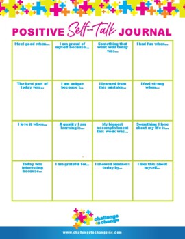 Positive Self-Talk Journal by Challenge to Change | TpT
