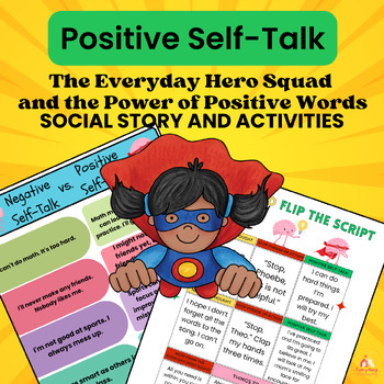 Preview of Positive Self-Talk Social Story and Activities - Print and Google Slides