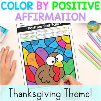 Preview of Positive Self-Talk for Thanksgiving - SEL Coloring Pages and Activities
