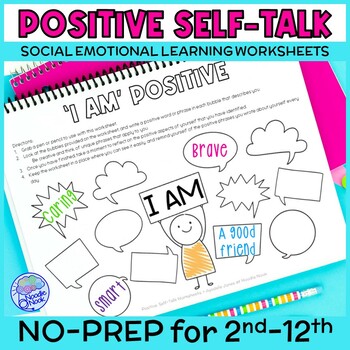 Preview of Positive Self-Talk Worksheets (Social Emotional Learning and Positivity)