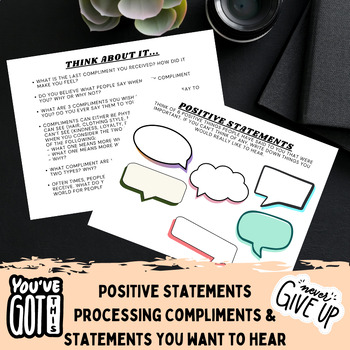 Preview of Positive Statements and Compliments Project- SEL Activity