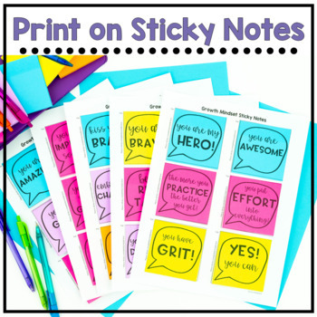 Positive Growth Mindset Sticky Note Templates  Motivational notes, Sticky  notes quotes, Sticky notes