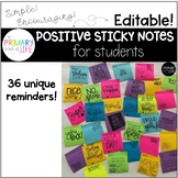 EDITABLE Positive Sticky Notes for Students