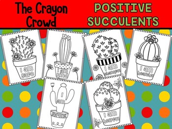 Preview of Positive Succulents Coloring Pages (Affirmations, Motivation, Cactus)