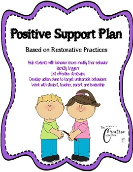 Preview of Positive Support Plan *behaviour management *restorative practices