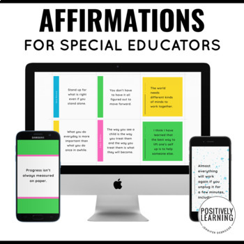 Preview of Positive Affirmations Self Care for Teachers | Quotes for Special Educators