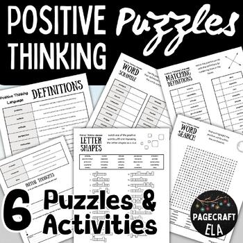 Preview of Positive Thinking Language | Puzzles and Activities | Vocabulary and Definitions