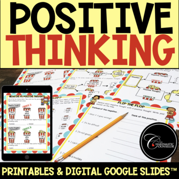 Preview of Positive Thinking / Replacing Negative Thoughts Lessons / Digital Google Slides™