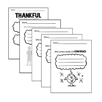Preview of Positive Thinking Worksheet Bundle