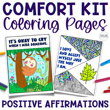 Preview of Positive Thinking and Affirmation Coloring Pages for a Comfort Kit or Grief Box