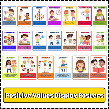 Preview of Positive Values Display Posters Educational Classroom Poster Display Printable