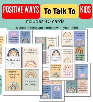 Preview of Positive Ways to Talk to Kids Flashcards, Kids Affirmation, kindergarten, PreK,.