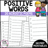 Positive Words Acrostic Poems - Social Emotional Activity