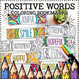 Positive Words Coloring Bookmarks | Positive Thinking Bookmarks