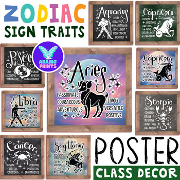 Preview of Positive ZODIAC SIGN Traits Posters Astrology Knowledge Bulletin Board Ideas