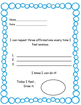Positive affirmations worksheet by Counseling Solutions By Krys
