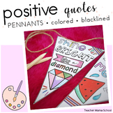 Positive and Growth Mindset Quotes Coloring Pennants
