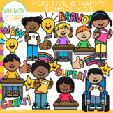 Positive and Happy School Kids Clip Art