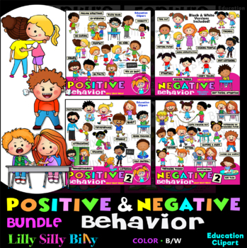 Preview of Positive and Negative Behaviour - Clipart Bundle. Lilly Silly Billy