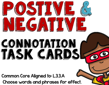 Preview of Positive and Negative Connotation Task Cards