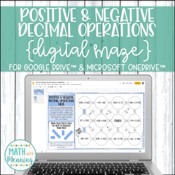 Preview of Positive and Negative Decimal Operations DIGITAL Maze Activity Distance Learning
