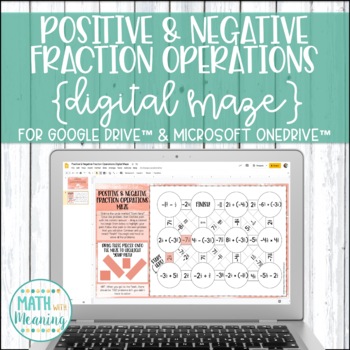 Preview of Positive and Negative Fraction Operations DIGITAL Maze Distance Learning