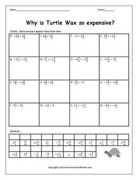 Preview of Positive and Negative Fractions Worksheet All Operations Riddle Worksheet Bundle
