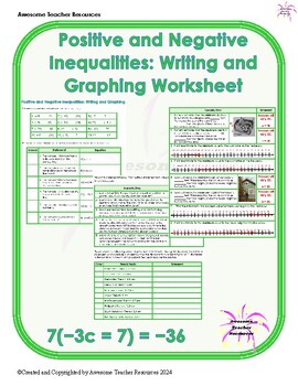 Preview of Positive and Negative Inequalities: Writing and Graphing Worksheet