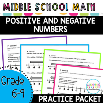 Preview of Positive and Negative Integers Guided Notes and Practice Packet 6.NS.C5, 6, 7, 8