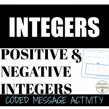 Preview of Positive and Negative Integers Activity Coded message