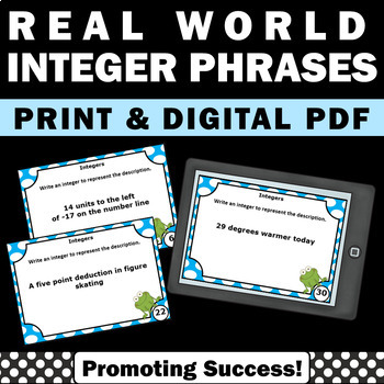 Preview of Positive and Negative Integers Numbers 6th 7th Grade Math Review SCOOT Game