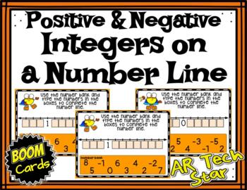 Preview of Positive and Negative Integers on a Number Line Boom Cards