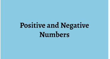 Preview of Positive and Negative Numbers