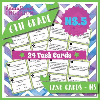 Preview of 6.NS.5 Task Cards ⭐ Negative Numbers and Opposites 6th Grade Math Centers