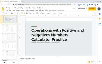 Preview of Positive and Negative Operations Calculator or Mental Math Practice