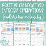 Integer Operations Coloring Worksheets - Positive or Negative?