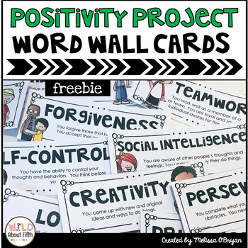 Preview of Positivity Project Character Strength Word Wall Cards