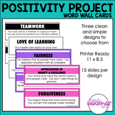 Positivity Project Word Wall Cards: Classroom Decor