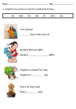 Possessive Adjective Handout by Teacher's Folder | TpT