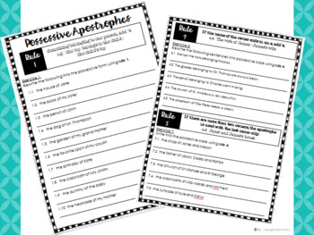 Possessive Apostrophe Worksheets, Posters and Memorandum | TpT