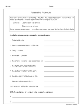 possessive indefinite pronouns 4 worksheets grades 4 5 6 great practice